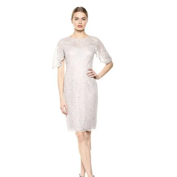 chinese dress ladies Adrianna Papell Short Sleeve Lace Illusion Dress main image 0
